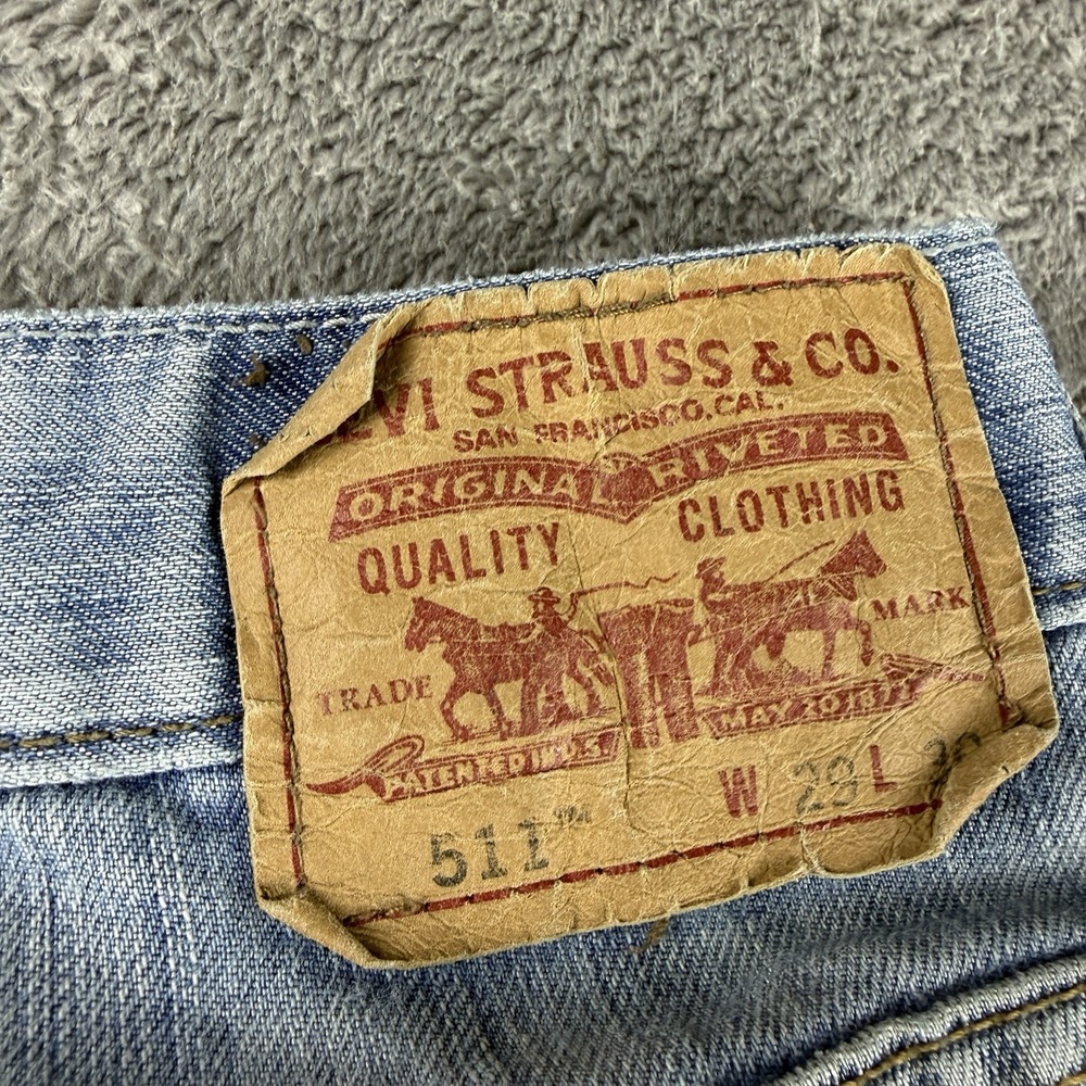Levis 511 Slim Fit Skinny Jeans Mens 29x32 Blue Light Wash Low Rise - Picture 16 of 16